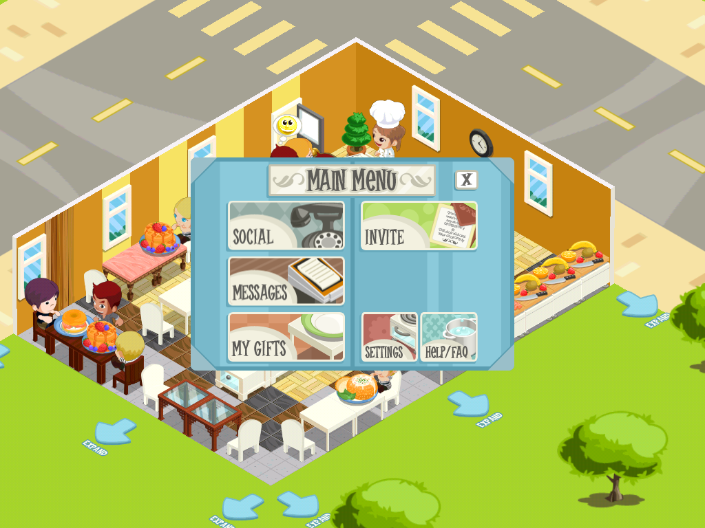 Restaurant Story (iPad) screenshot: Main in-game menu