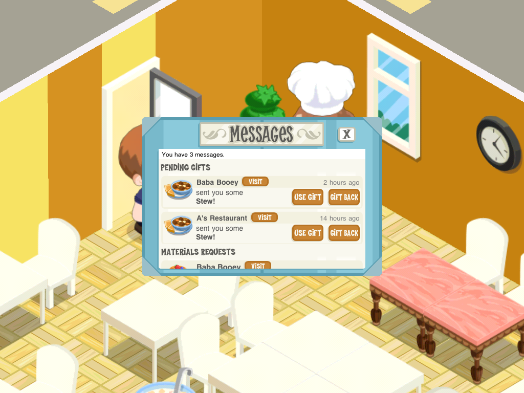 Restaurant Story (iPad) screenshot: Socializing