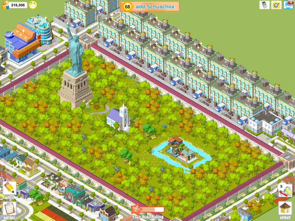 City Story (iPad) screenshot: Nice - a big park right int he center!