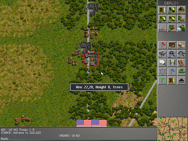 Steel Panthers III: Brigade Command - 1939-1999 (DOS) screenshot: First turn, after deploying our units