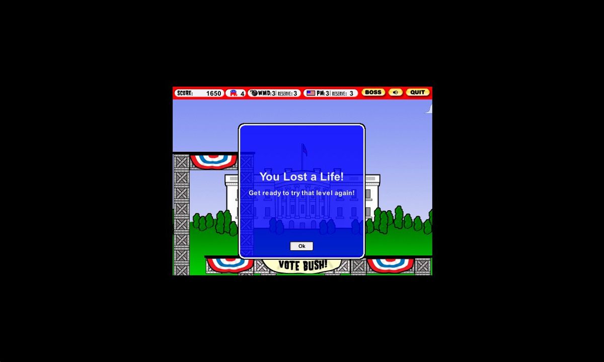 White House Joust (Windows) screenshot: You lose a life