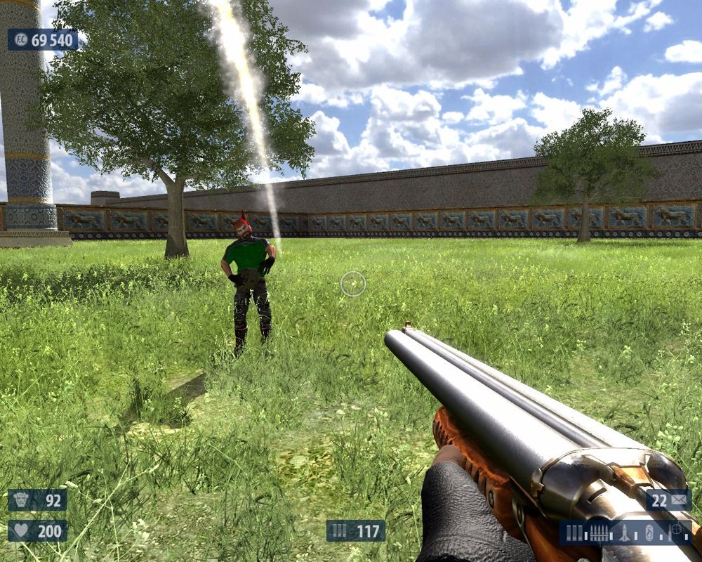 Serious Sam HD: The Second Encounter (Windows) screenshot: Beheaded Bomber vs. Coach Gun.