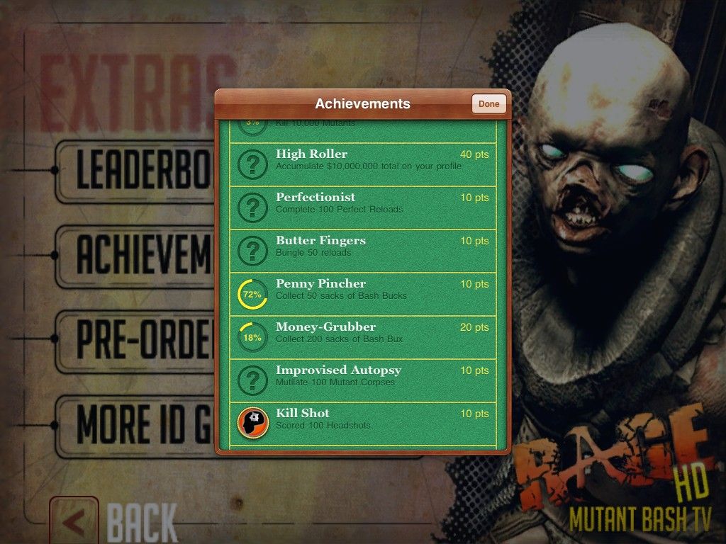 Rage (iPad) screenshot: Achievements