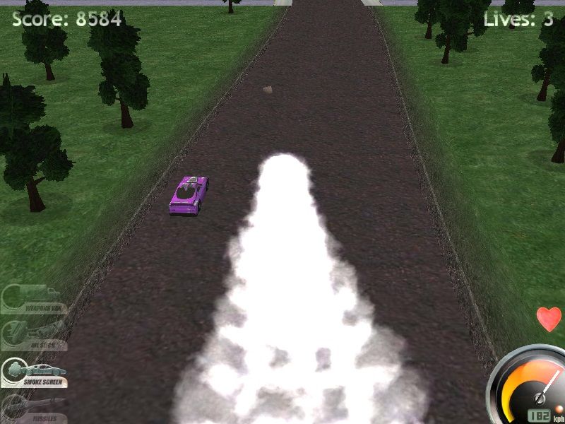 Highway Pursuit (Windows) screenshot: Using the smoke screen power-up