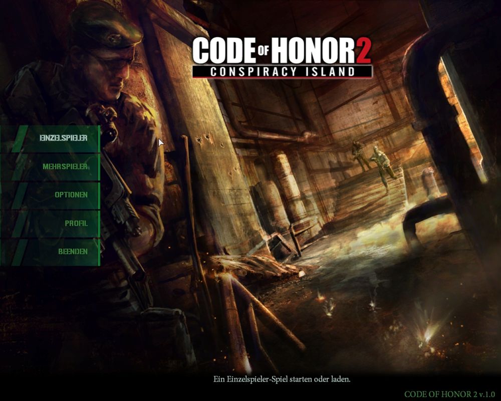 Code of Honor 2: Conspiracy Island (Windows) screenshot: Main menu (German version)