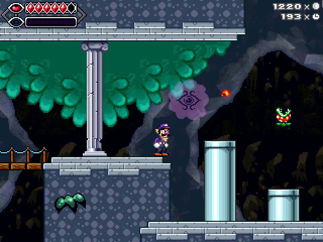 Psycho Waluigi (Windows) screenshot: This plant spits fireballs.