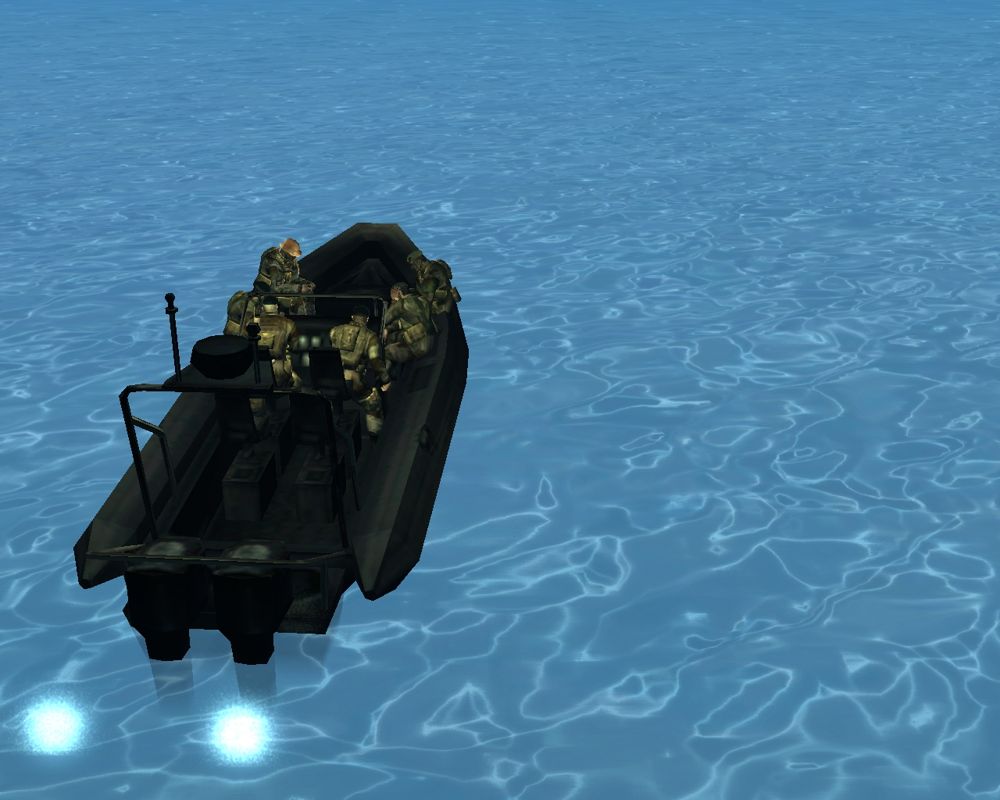 Code of Honor 2: Conspiracy Island (Windows) screenshot: French Foreign Legion having a boat trip to look for the scientists.