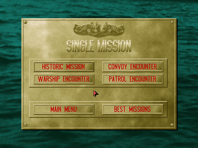 Silent Hunter (DOS) screenshot: Select mission type.