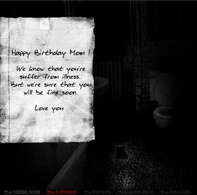 The House (Browser) screenshot: The children's happy birthday note...