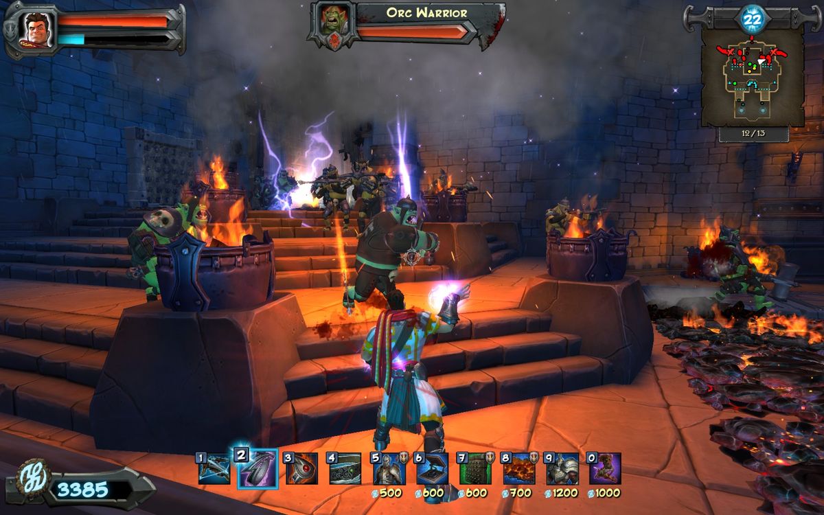 Orcs Must Die! (Windows) screenshot: Lightning magic