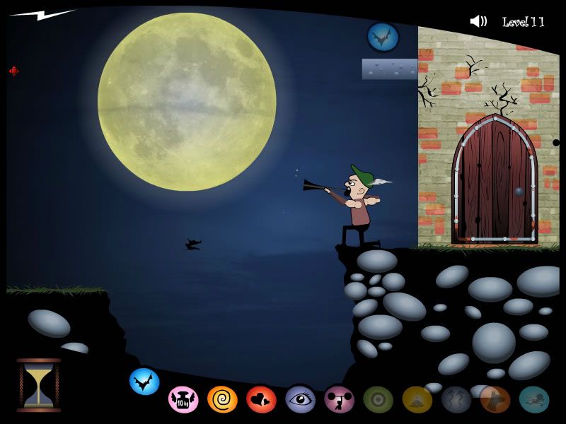 Vampire Skills (Browser) screenshot: The guard shoots you down if you activate your bat skill.