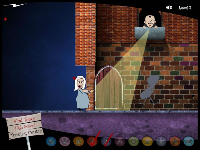Vampire Skills (Browser) screenshot: Activate invisibility to get past the guard.