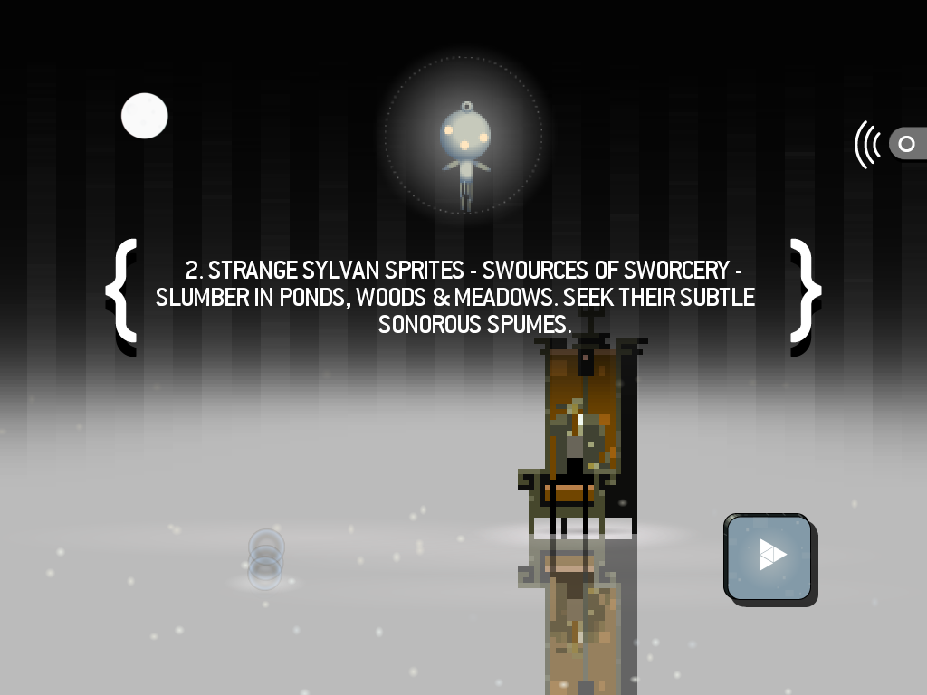 Superbrothers: Sword & Sworcery EP (iPad) screenshot: The Archetype appears to offer some explanation.