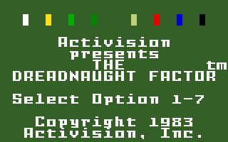 The Dreadnaught Factor (Intellivision) screenshot: Title screen