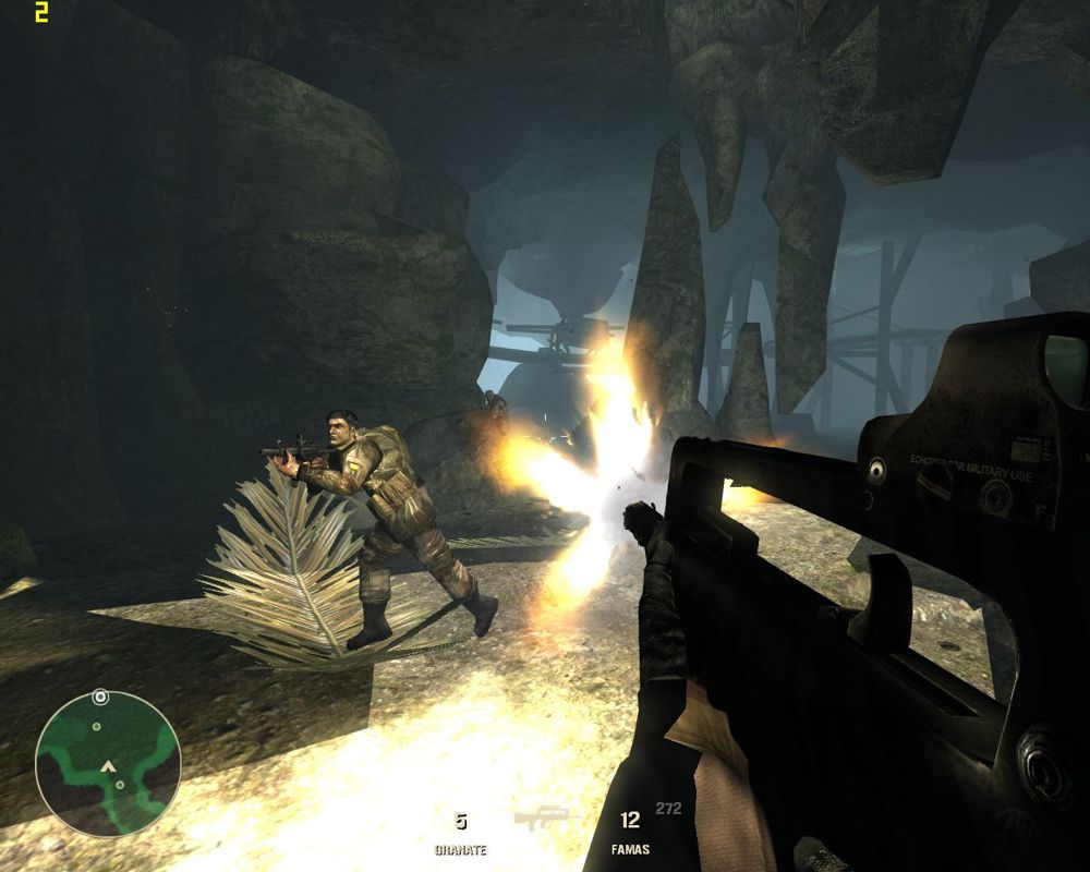 Code of Honor 2: Conspiracy Island (Windows) screenshot: Turn around and support my fire, you dump KI!