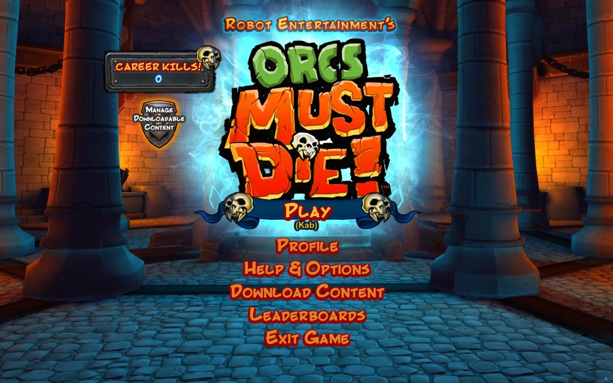 Orcs Must Die! (Windows) screenshot: Main menu