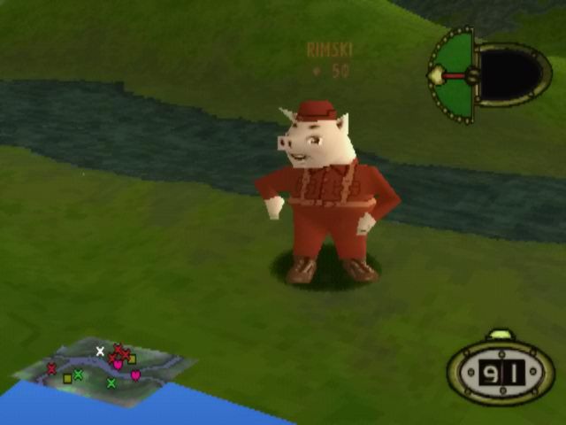 Hogs of War (PlayStation) screenshot: Piggystroika doing their thing!