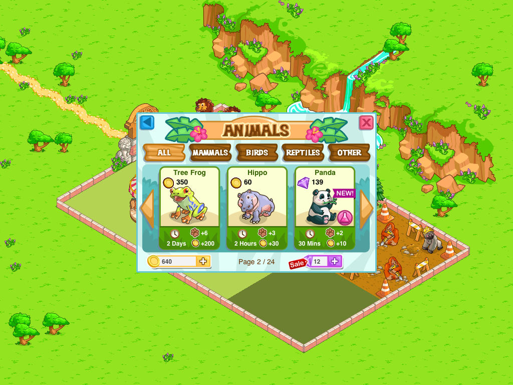 Zoo Story 2 (iPad) screenshot: Buying animals