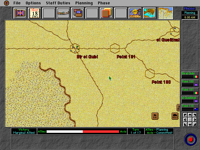 Operation Crusader (DOS) screenshot: Starting our first move