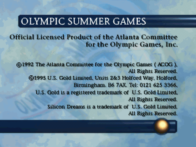 Olympic Games: Atlanta 1996 (DOS) screenshot: Game credits.