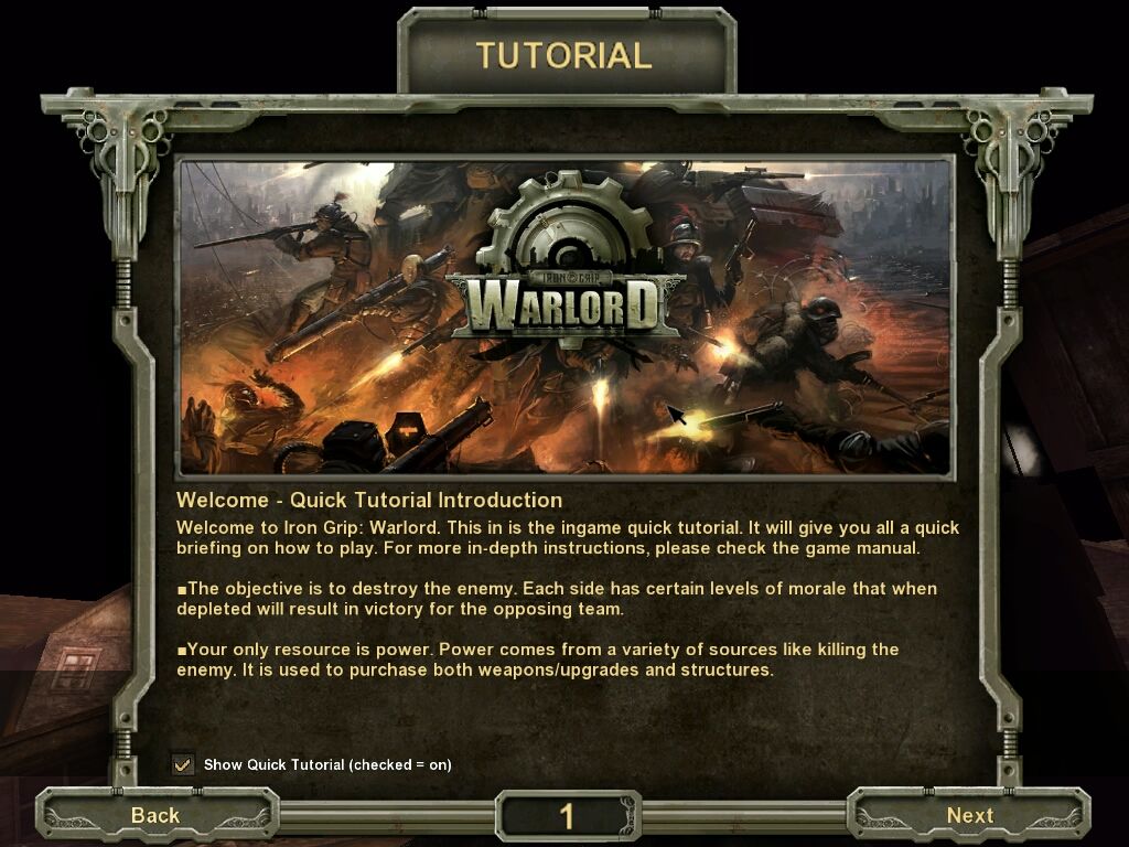 Iron Grip: Warlord (Windows) screenshot: (Demo) In game tutorial