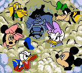 Mickey's Racing Adventure (Game Boy Color) screenshot: Disaster strikes as Pete's buddies zoom around and cause trouble