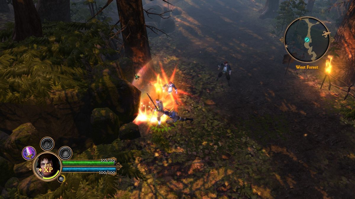 Dungeon Siege III (Windows) screenshot: Dealing some serious damage