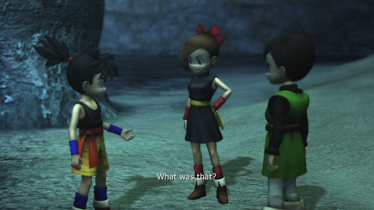 Blue Dragon (Xbox 360) screenshot: Reuniting with your friends, Kluke and Jiro.