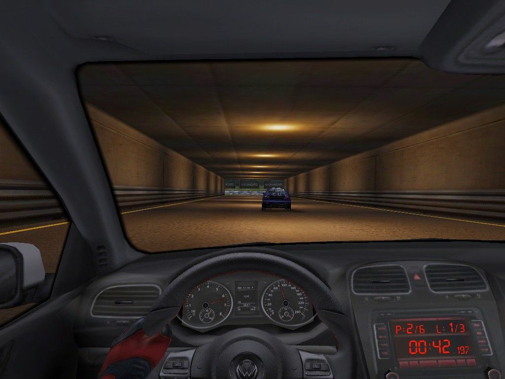 Real Racing (iPad) screenshot: Driving in tunnel