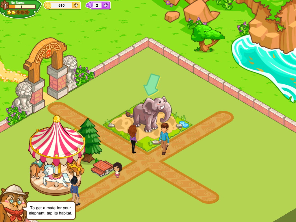 Zoo Story 2 (iPad) screenshot: In the beginning - not much, just an elephant