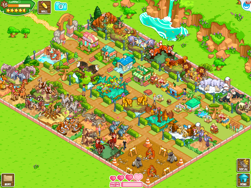 Zoo Story 2 (iPad) screenshot: Overview of a more developed zoo