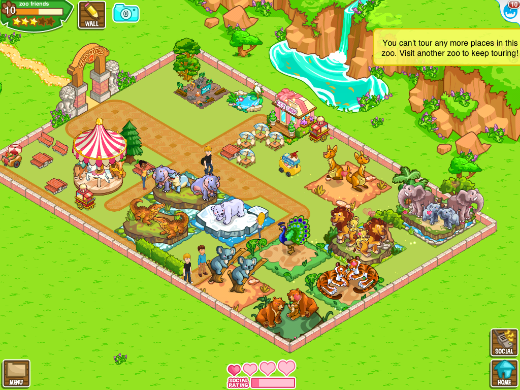 Zoo Story 2 (iPad) screenshot: Visiting a low-to-mid-level zoo
