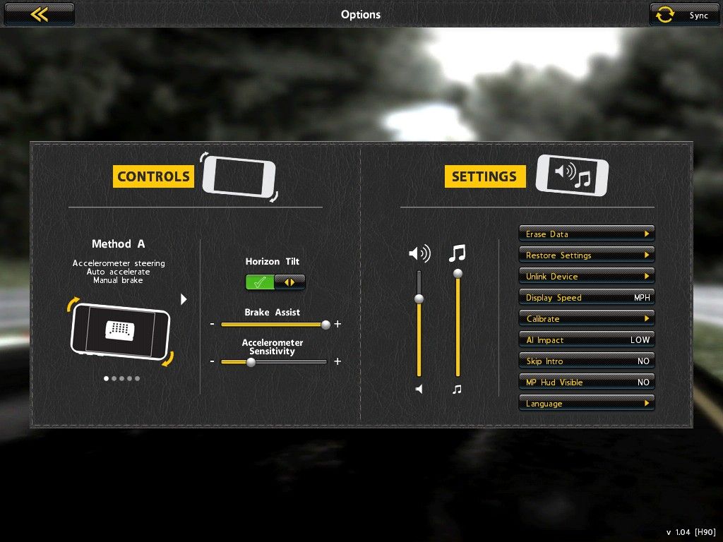 Real Racing (iPad) screenshot: Controls