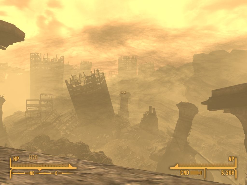 Fallout: New Vegas - Lonesome Road (Windows) screenshot: Dead city.
