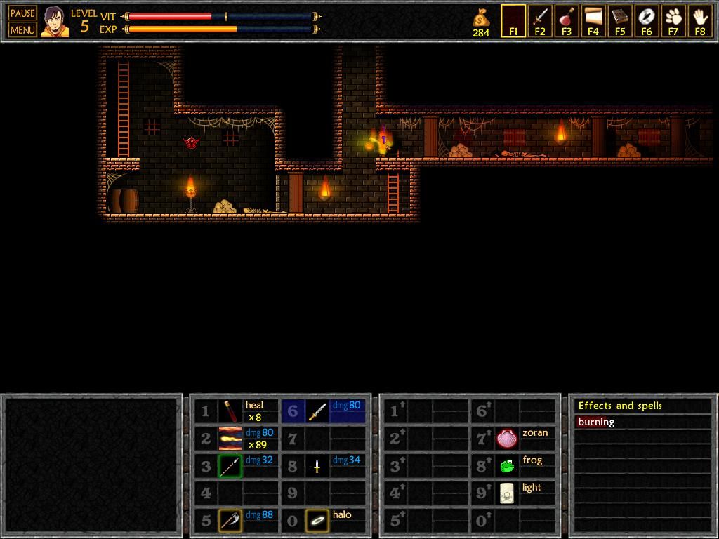 UnEpic (Windows) screenshot: watch out for traps...is it hot in here?
