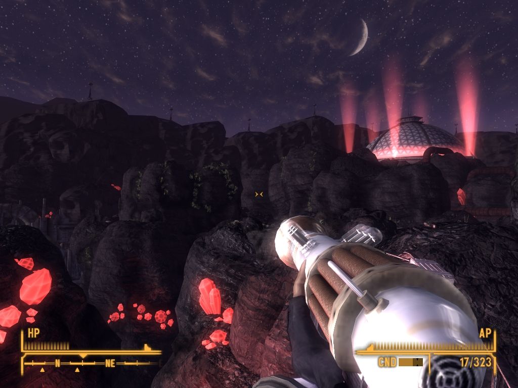 Fallout: New Vegas - Old World Blues (Windows) screenshot: Exploring Big Mountains canyons