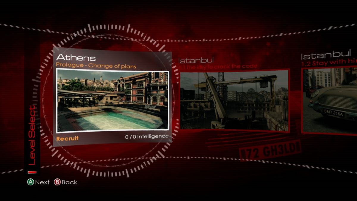 007: Blood Stone (Xbox 360) screenshot: Similar to previous Bond games, the story consists of about a dozen levels which can be replayed after reaching them.