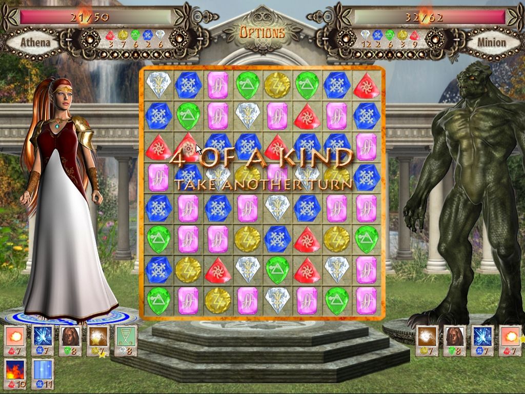 Throne of Olympus (Windows) screenshot: I matched 4 of a kind and got an additional turn