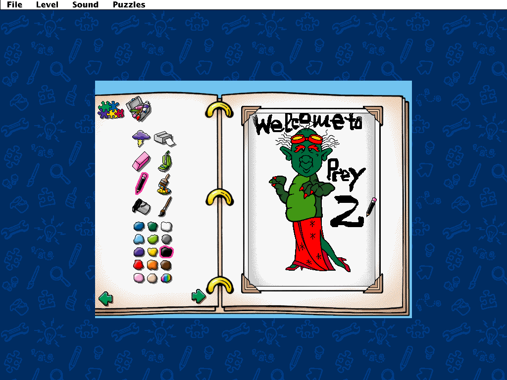 Playskool Puzzles (Windows 16-bit) screenshot: Mix and match. And then turning him into an alien.