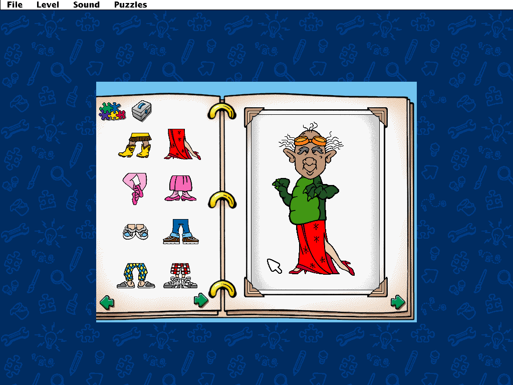 Playskool Puzzles (Windows 16-bit) screenshot: Mix and match. Switching the body parts... using logic!