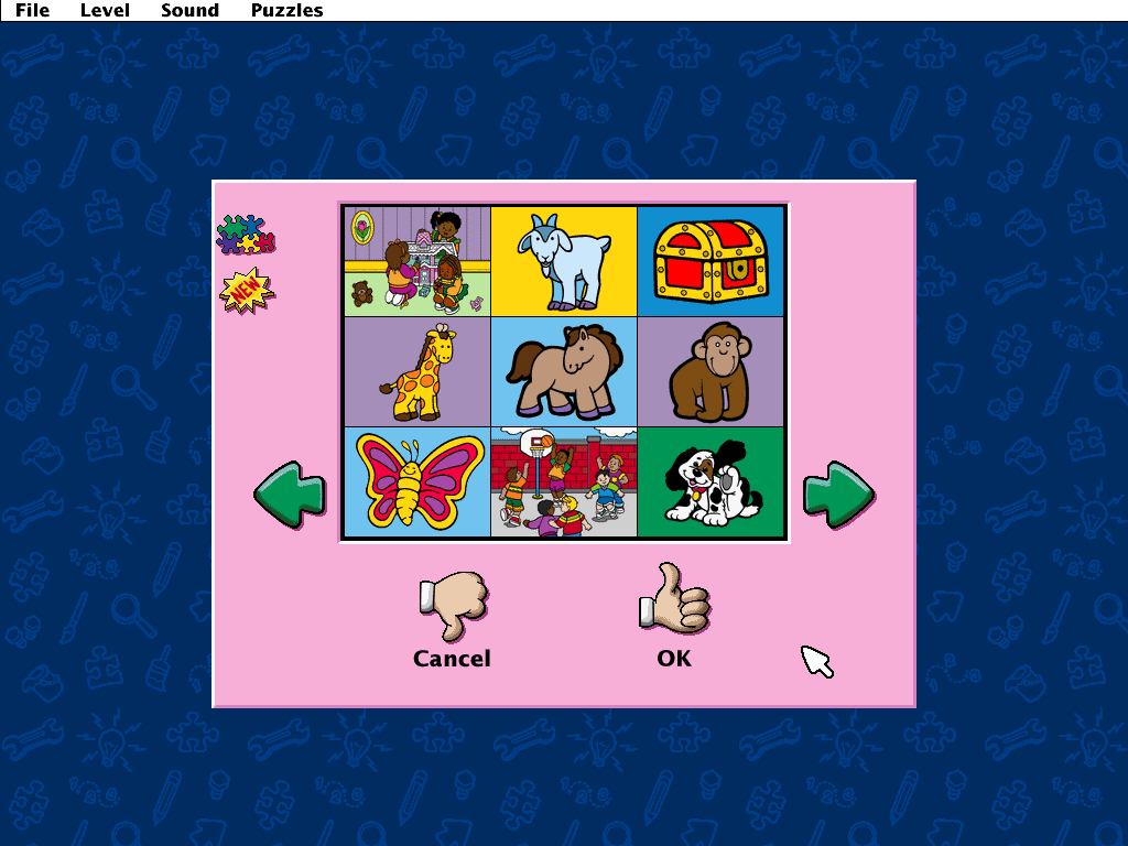 Playskool Puzzles (Windows 3.x) screenshot: Choose another Jigsaw puzzle.