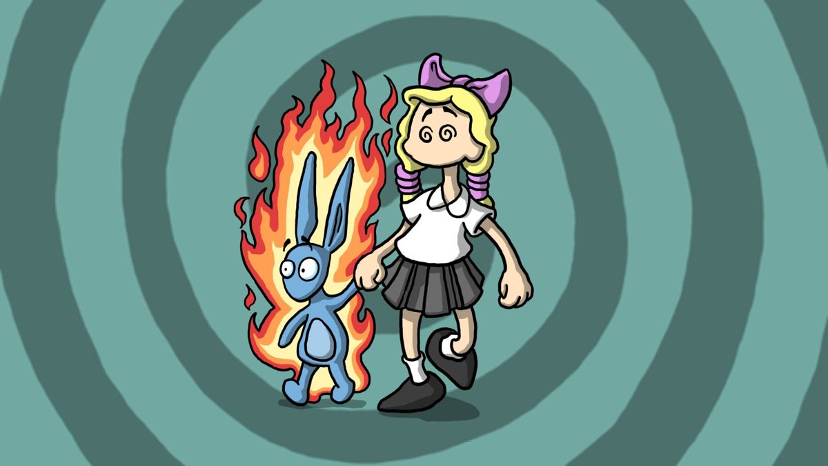 Edna & Harvey: Harvey's New Eyes (Windows) screenshot: But Lilli can learn to fight the mental blockades! Here she's got back the ability tho play with fire, represented by the burning Harvey at her hand.