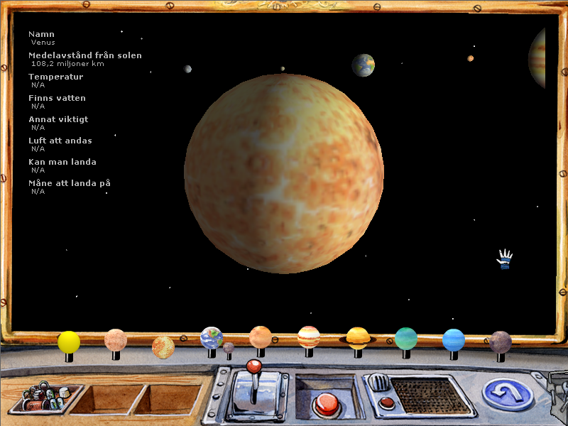 Upptäck rymden med Mulle Meck (Windows) screenshot: Close up of a planet