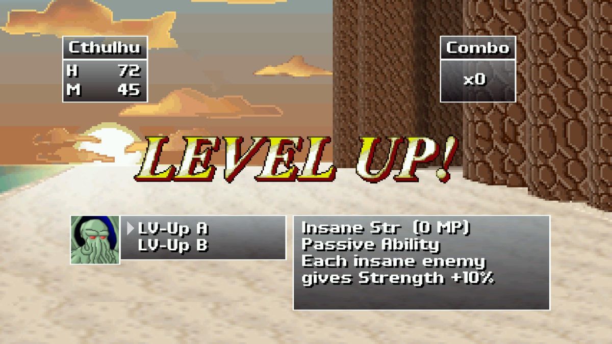 Cthulhu Saves the World (Windows) screenshot: After levelling up, the player can choose several paths to improve his skills