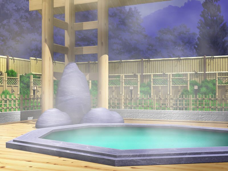 Honoo no Haramase: Tenkōsei (Windows) screenshot: Relaxing in a hot spring
