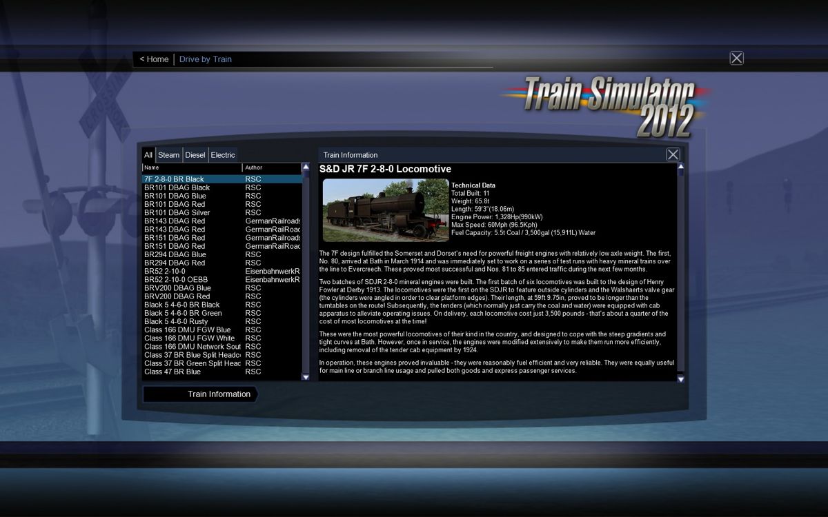 RailWorks 3: Train Simulator 2012 (Windows) screenshot: Train information