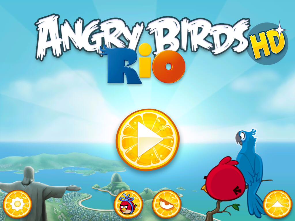 Angry Birds: Rio (iPad) screenshot: Title screen and menu