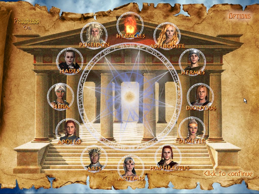 Throne of Olympus (Windows) screenshot: All the gods and goddesses