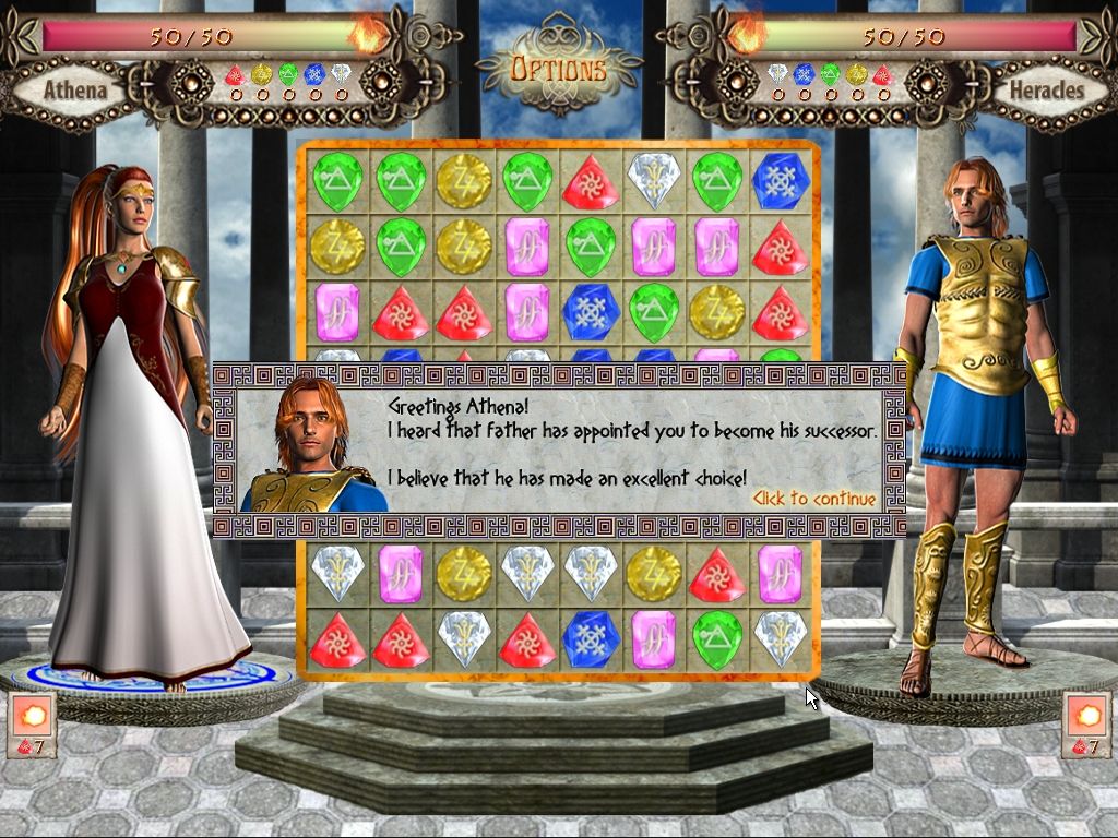Throne of Olympus (Windows) screenshot: The battle with Hercules is friendly and serves as practice.
