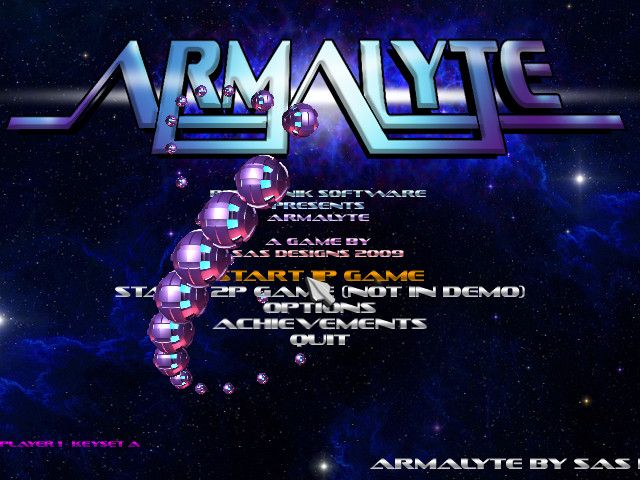 Armalyte (Windows) screenshot: Main menu (demo version)